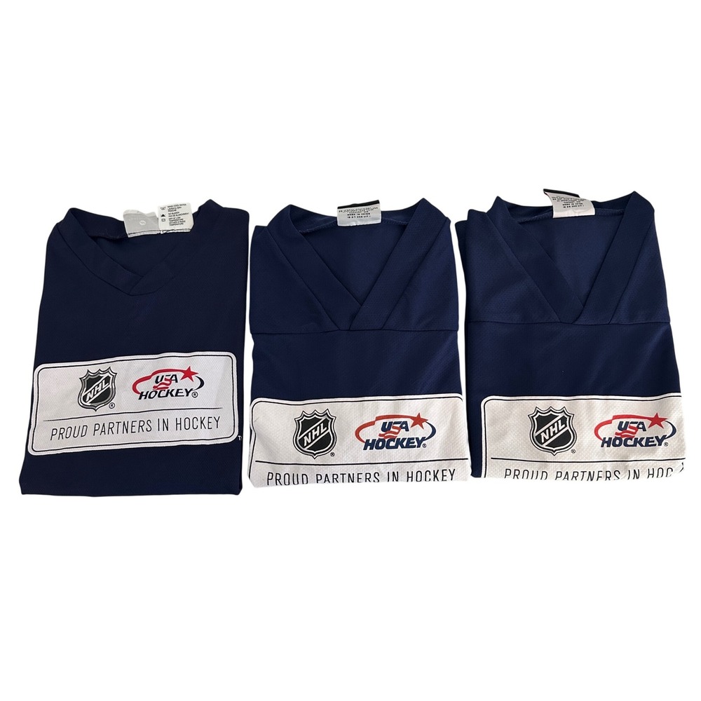 Vintage NHL USA Hockey Proud Partners Navy Blue 3/4 Sleeve Jersey Youth‎ Medium